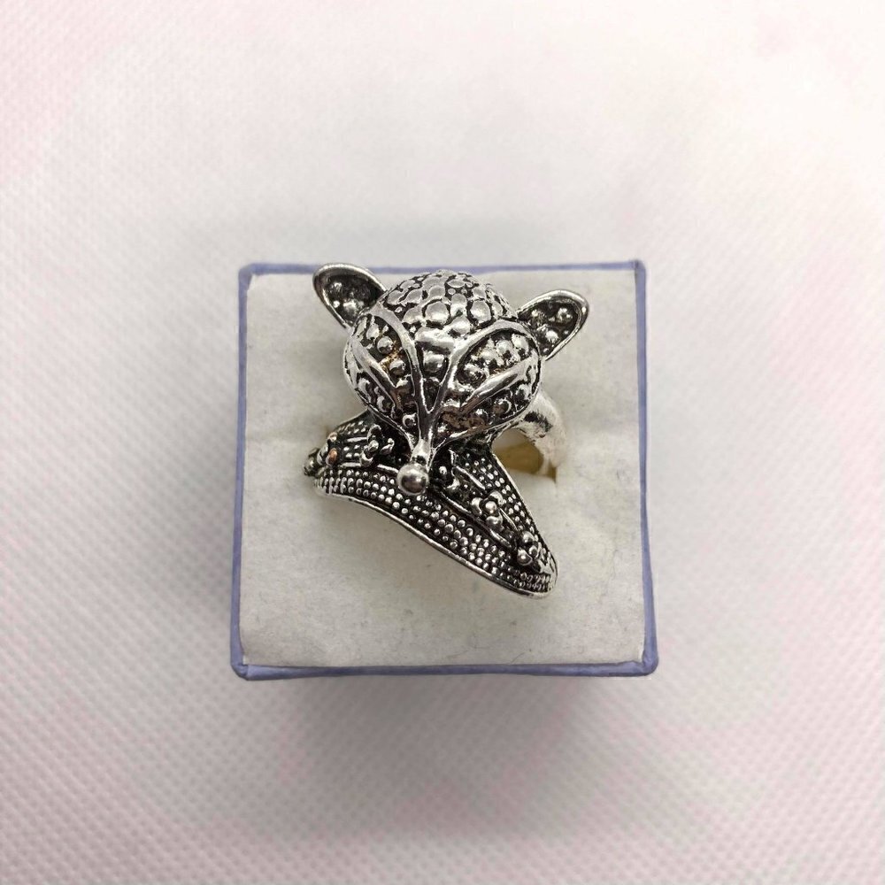 Antique Silver Plated Fox Ring Size 7.5 - Picture 3 of 10